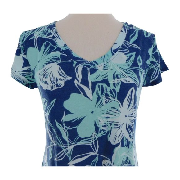Marc New York Women's Small Dress T-Shirt Short Sleeves Blue Floral Pockets - Picture 2 of 5
